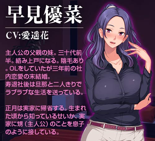 泥酔させれば楽勝セックス～叔母と従姉編～：キャラクター