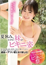 【夏といえば水着！SODstar全員ビキニ祭】夏休み、なぜか妹がビキニ姿で家にいます。兄である僕は妹に欲情して思わず襲ってしまうと、汗と愛液に塗れたビショ濡れの過去一アツい夏となりました！ 稲荷ある パッケージ画像